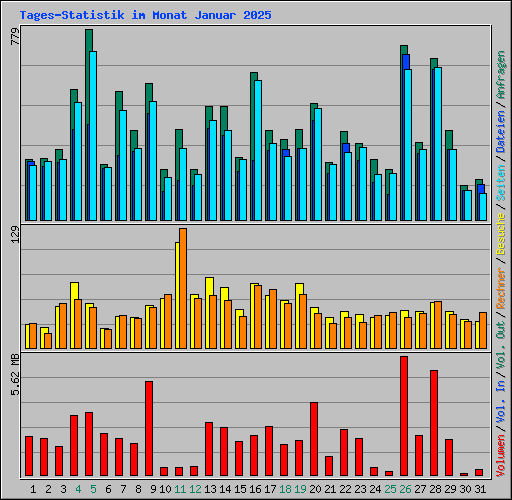 Tages-Statistik im Monat Januar 2025